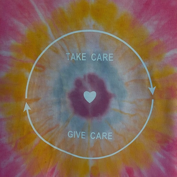 J. Crew pink tie dye positive vibes cropped size small t-shirt - Picture 2 of 5